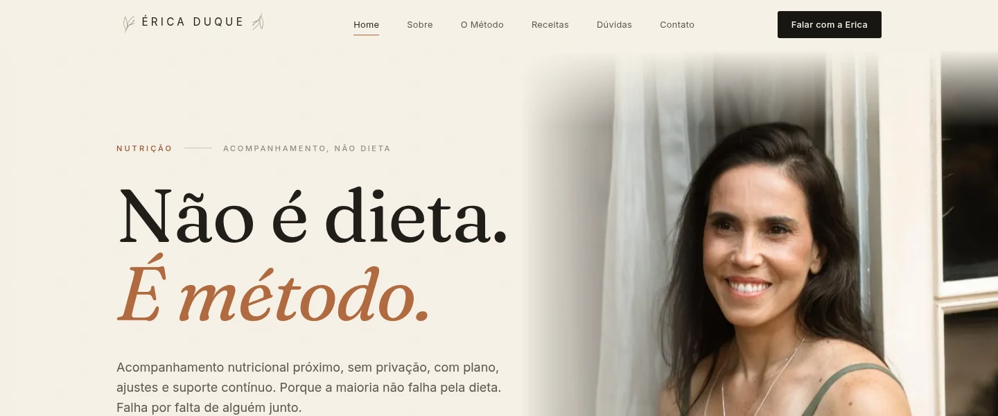 Print do site ericaduque.com.br
