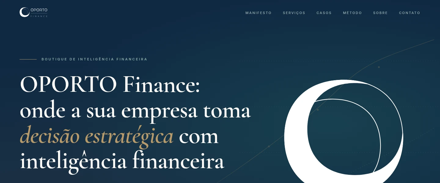 Print do site oportofinance.com.br